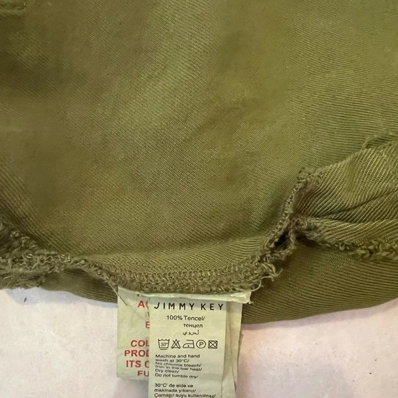 Jimmy Key Oversized Long Sleeve Shirt Jacket Shacket In Olive Green Khaki Sz S-M - Picture 13 of 14